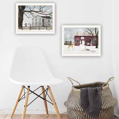 Ensemble d'art mural encadré campagne 2 pièces, impressions de paysage rustique pour le salon et la chambre à coucher | Idée de cadeau