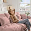 Canapé Cloud, canapé 2 places avec 2 coussins lombaires et 2 coussins décoratifs - chenille rose