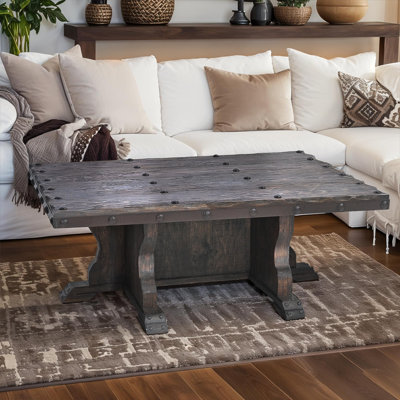 Table basse à tréteaux en bois massif