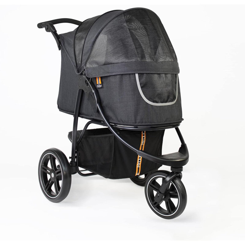 Coquille robuste pour chien et animal de compagnie COOPER, support pour pliage facile, poignée réglable au toucher à plusieurs hauteurs, détails réfléchissants, inserts en filet, sorties à fermeture à glissière, panier de rangement en dessous