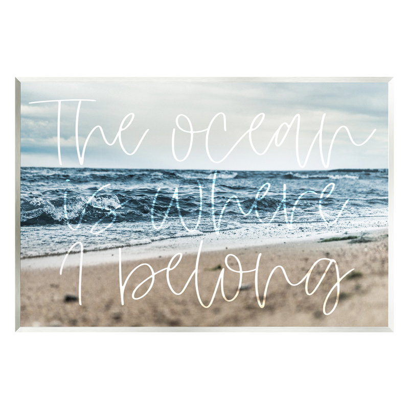 «Ocean Is Where I Belong Beach Waves Floater», art mural par Lil 'Rue, H 10 po x l 15 po x P 0,5 po, Bois