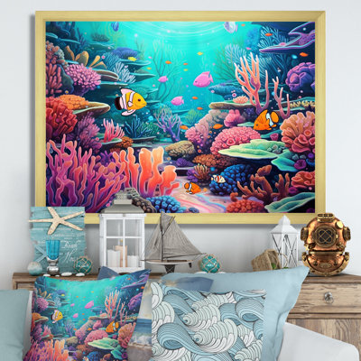 Kawaii Clownfish Coral Lansdscape I - Fish Canvas Wall Art