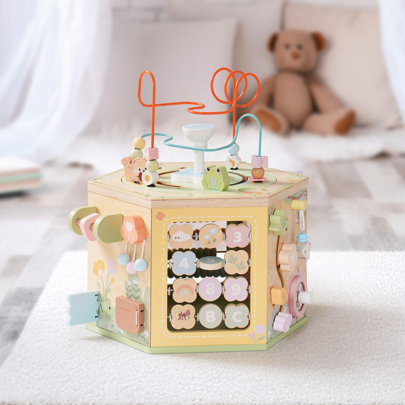 Wooden Activity Cube, Learning Activity Center, Educational Wooden Toys For Toddlers