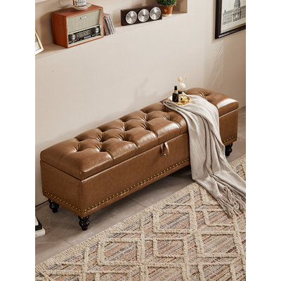 Banc de rangement en bois massif de style européen pour salon et chambre