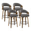 Tabouret de bar pivotant à 360 ° de style Mid-Century moderne en noyer avec dossier courbé rembourré (ensemble de 4)-1189933074-1189933073