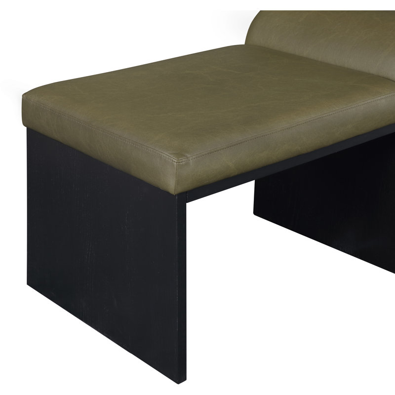 Banc en cuir Delphine Vegan, Noir, Cuir olive végétalien
