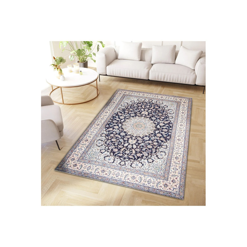 Tapis décoratif lavable à la machine beige, Rectangle 3 pi 3 po x 4 pi 11 po