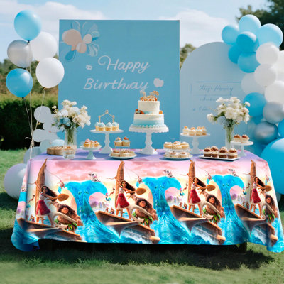 Moana Tablecloth, 3 Pcs Moana Party Tablecloth Birthday Party Decorations Set