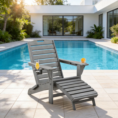 HDPE Adirondack Foldable Chair with Retractable Ottoman