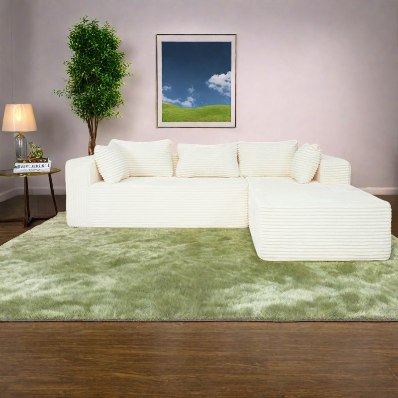 Compression Sectionals 100 Inch Corduroy Modern L Shaped Sofa For Home