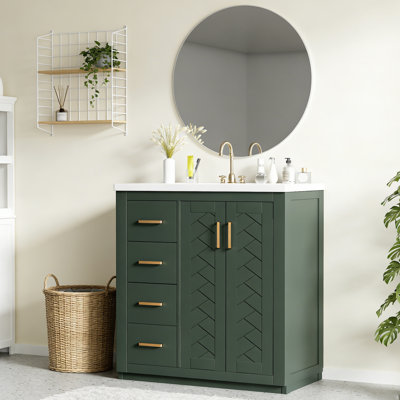 Meuble-lavabo de 30 po peu encombrant avec lavabo et rangement à fermeture en douceur
