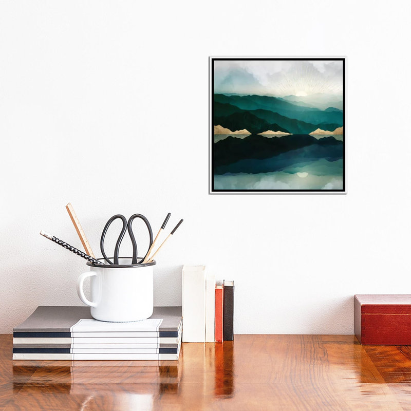 Waters Edge Reflection - Imprimé, H 12 po x l 12 po x P 1,5 po, Toile avec cadre blanc