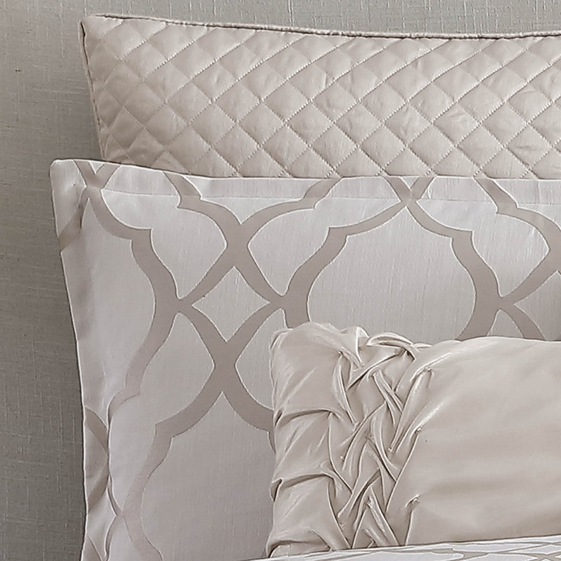 Tinley Ivory King Comforter Set with Geometric Print