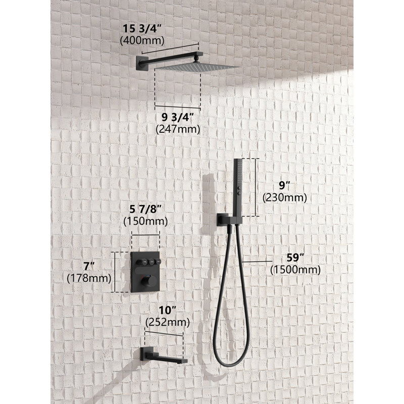 Lefton Shower System In Fahrenheit Display (battery-free), 10” Overhead Shower Head With All-in-one Handheld Spray Showerhead And Bathtub Faucet, 4-in-1 Control System, Sswm2502