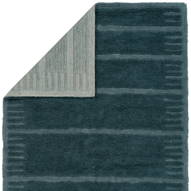 Tapis bleu en mélange de laine lavé à la main Lind Stockholm, Rectangle 8 pi 6 po x 11 pi 6 po