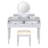 Modern Luxury Dressing Table With Round Mirror, Adjustable Height, 4 Drawers And Stool – Silver Finish