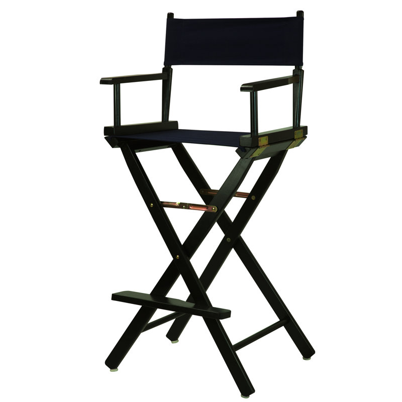 Chaise de réalisateur pliante de 30 po avec toile, Bleu marine, Noir