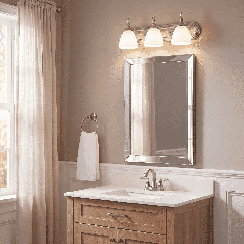 Bar de salle de bain Sennott, Bronze anglais, H 8 po x l 24 po x P 24 po, Trois lumières