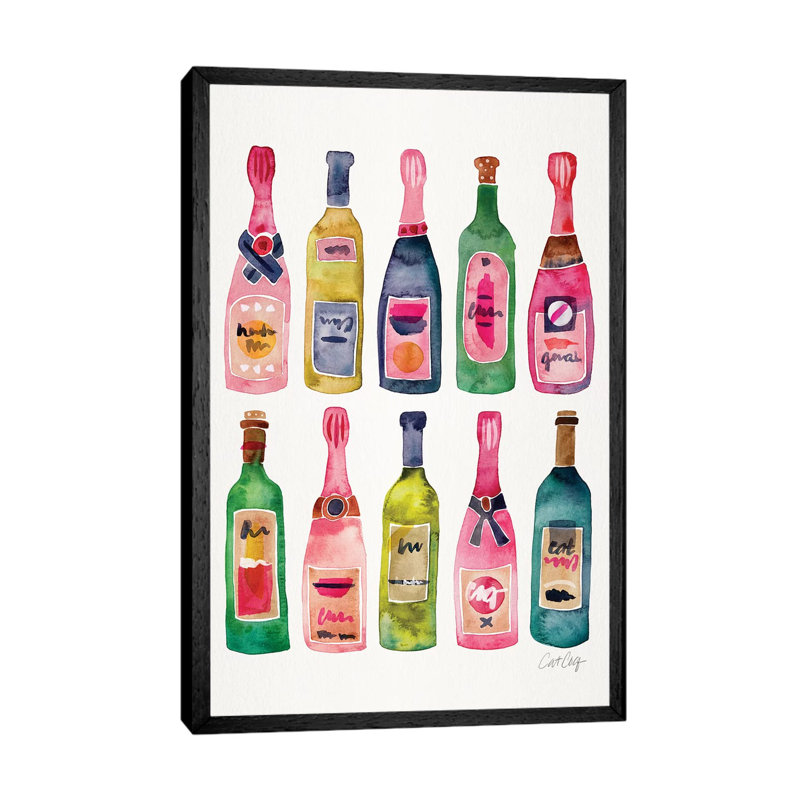 Champagne by Cat Coquillette - Painting on Canvas, 152.5 cm H x 101.5 cm W, Black Floater Framed