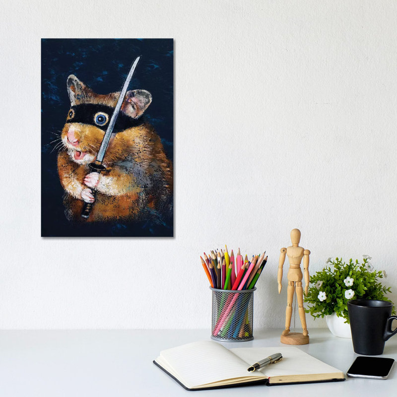 Ninja Hamster bay Micheal Creese - Wrapped Canvas Rectangle Painting Print on Canvas, 20.32 cm H x 30.48 cm W