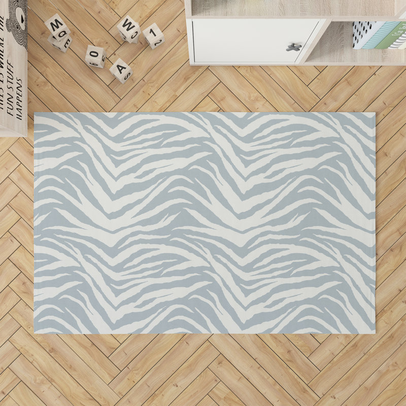 Tapis de jeu Zebra Patch, Bleu ardoise / bleu, Rectangle 5 pi x 7 pi