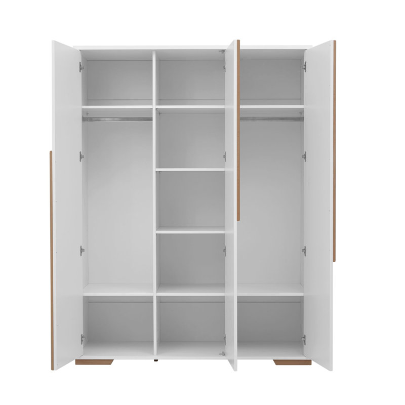 Gerke 3 Door Manufactured Wood Wardrobe, White