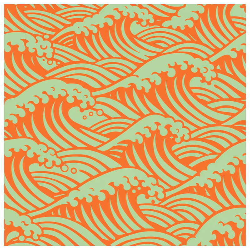 Rideaux de douche Orange Ocean Waves, 70in W x 72in H