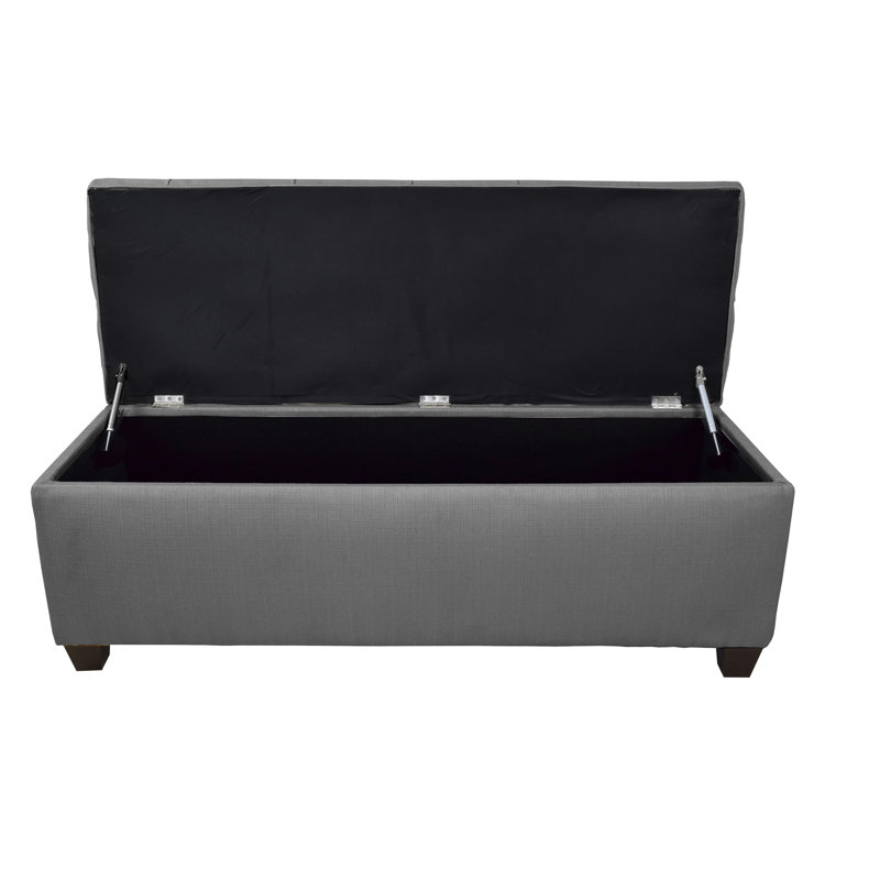 Upholstered Storage Bench, Light Gray