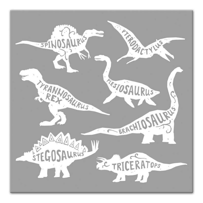 Art sur toile dino names Amapola, H 12 po x l 12 po x P 1,25 po, Gris / blanc