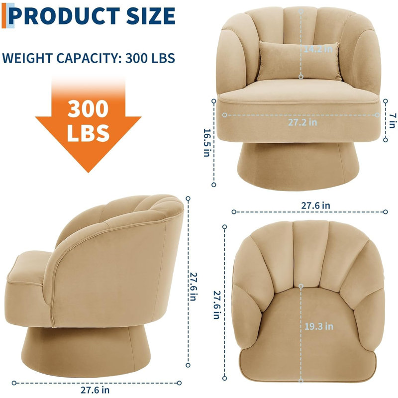 Upholstered Swivel Accent Chair, Beige