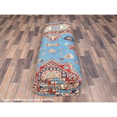 10'x13'8" Crystal Teal Blue Special Kazak Hand Knotted Natural Wool Rug BBFC221F9D4F45AEB0DD668E7CFFB379