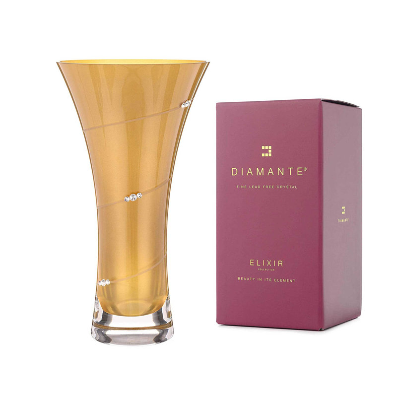 Crystal Table Vase, Gold