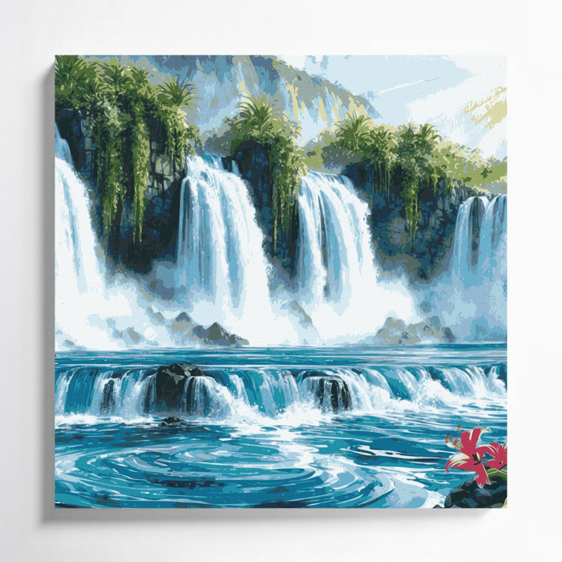 Toile hawaïenne, art mural sur toile verte, H 16 po x l 16 po