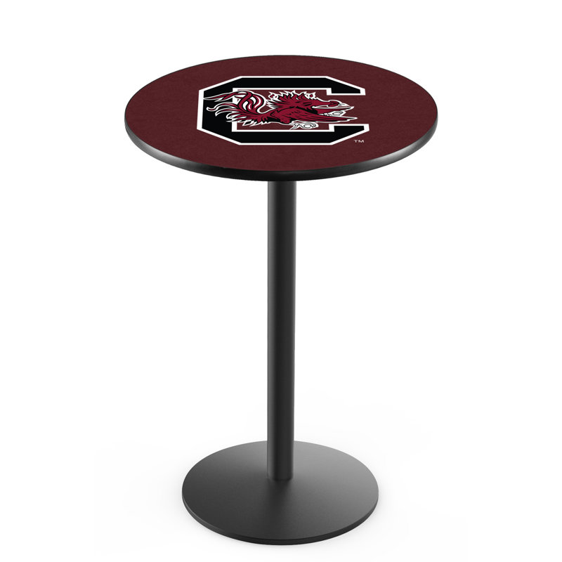 Round Metal Base Dining Table, Black Wrinkle, University of South Carolina