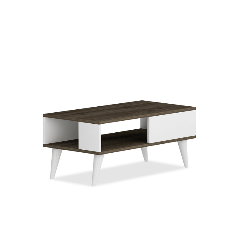 Table basse rectangulaire, Noyer/blanc