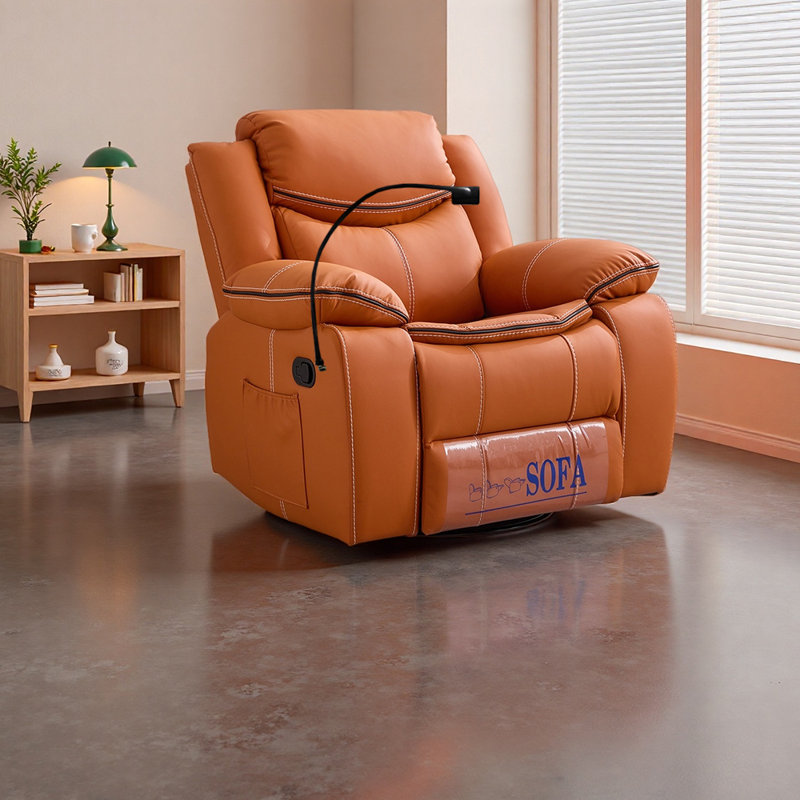 Ergonomic Luxury Recliner with Storage, Orange