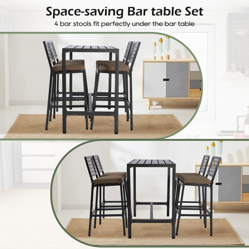 Ensemble repas extérieur rectangulaire pour 4 personnes de 24 po L Hannatou, Gris