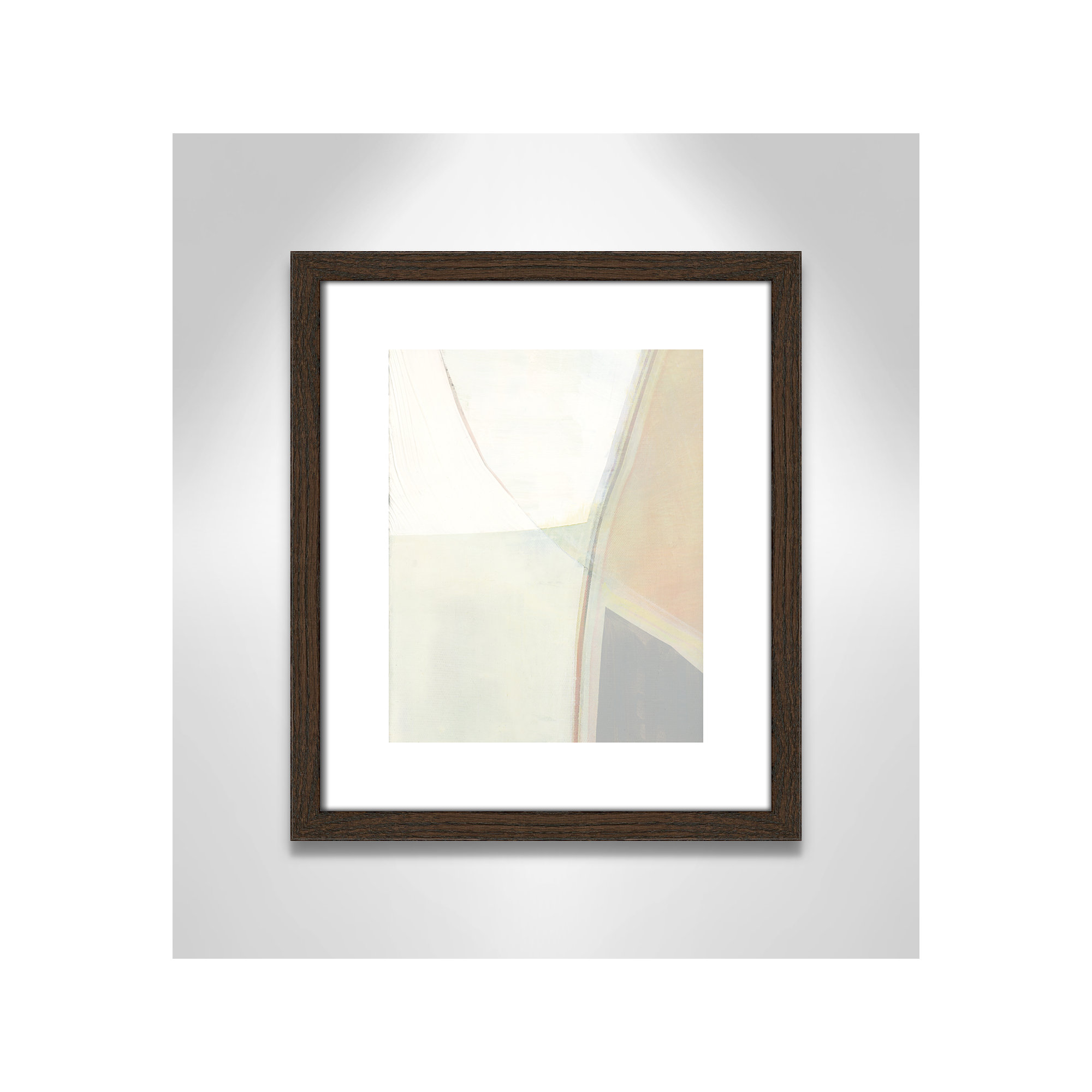In Neutral II - Painting Print, 15" H x 13" W x 0.75" D, Walnut Wood Framed Paper