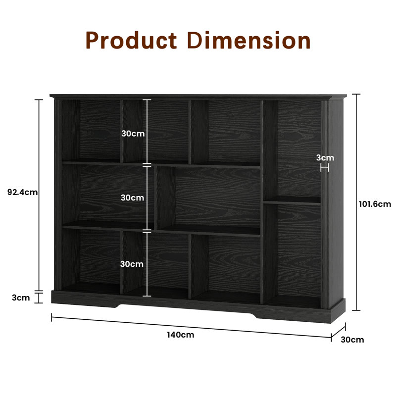 140cm H x 101.6cm W Bookcase, Black