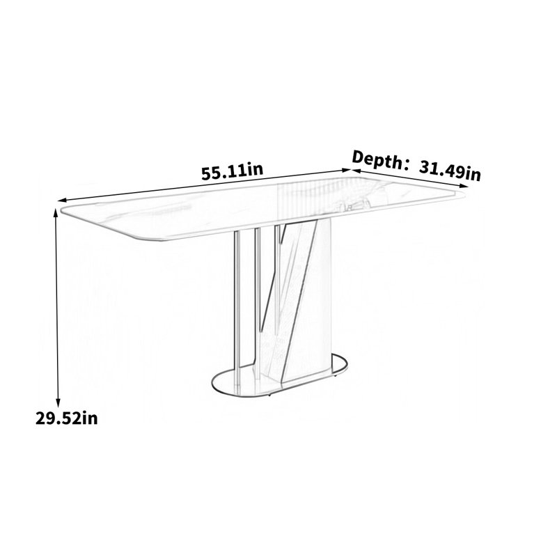 Modern simple rectangular household dining table, 29.52"H x 55.11"L x 31.49"W