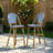 french Barstools (Set of 2) - 29.5" Navy & White PE Rattan - Aluminum Frame with Bamboo Finish