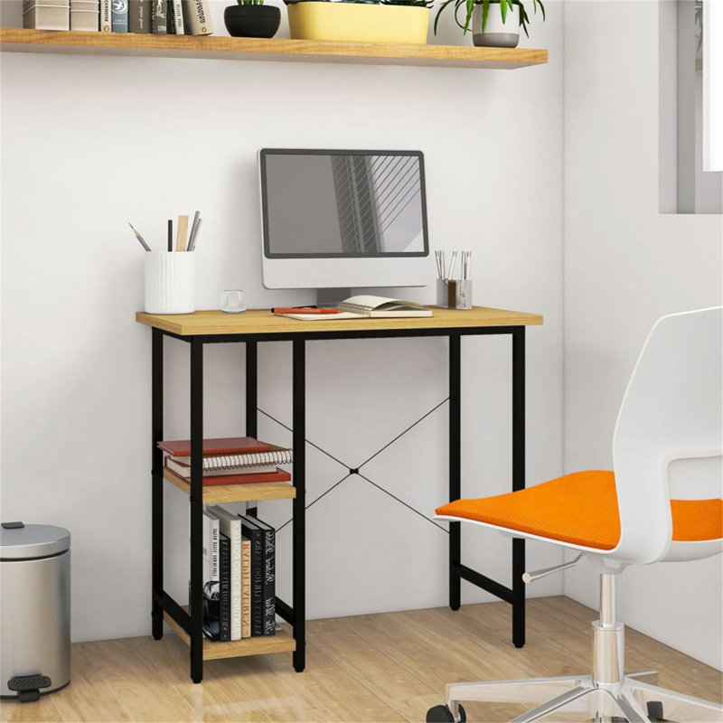 80cm Rectangle Writing Desk, Black, Light Oak