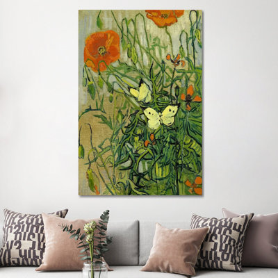 Butterflies and Poppies by Vincent Van Gogh - 1 Piece Painting on Canvas