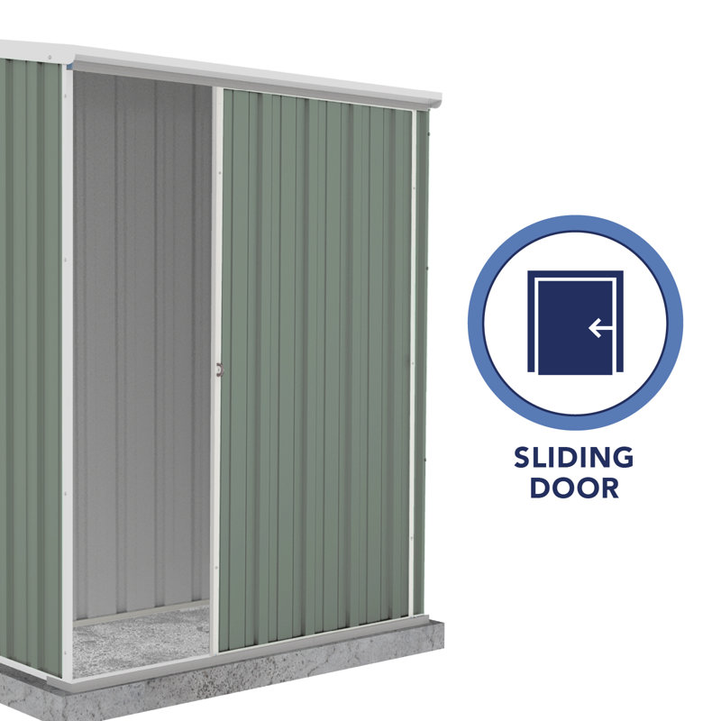 Absco EZI Slider 5' x 3' Metal Storage Shed Pale Eucalypt, Green