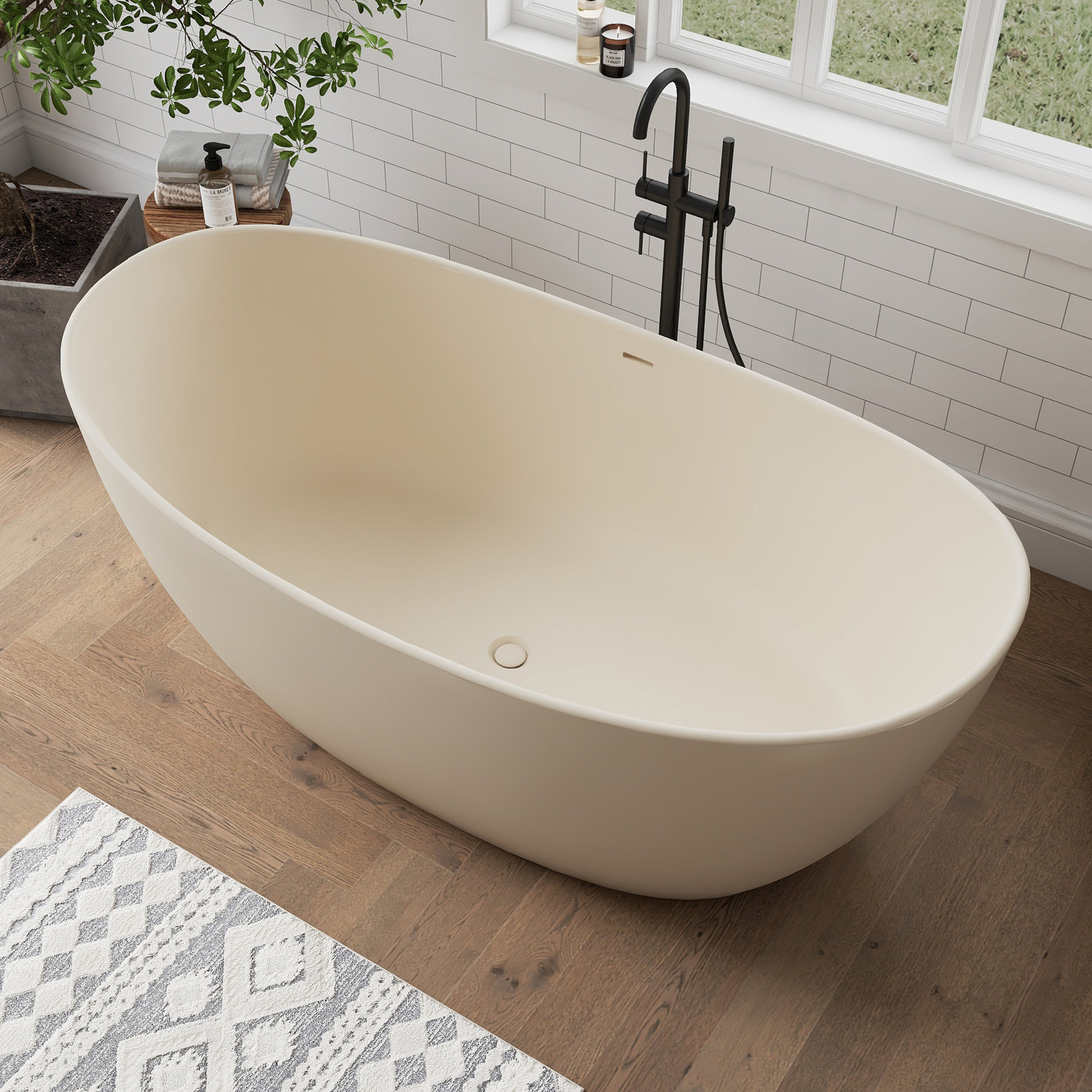 Forma 65" Double Slipper Soaking Bathtub, Millky Coffee