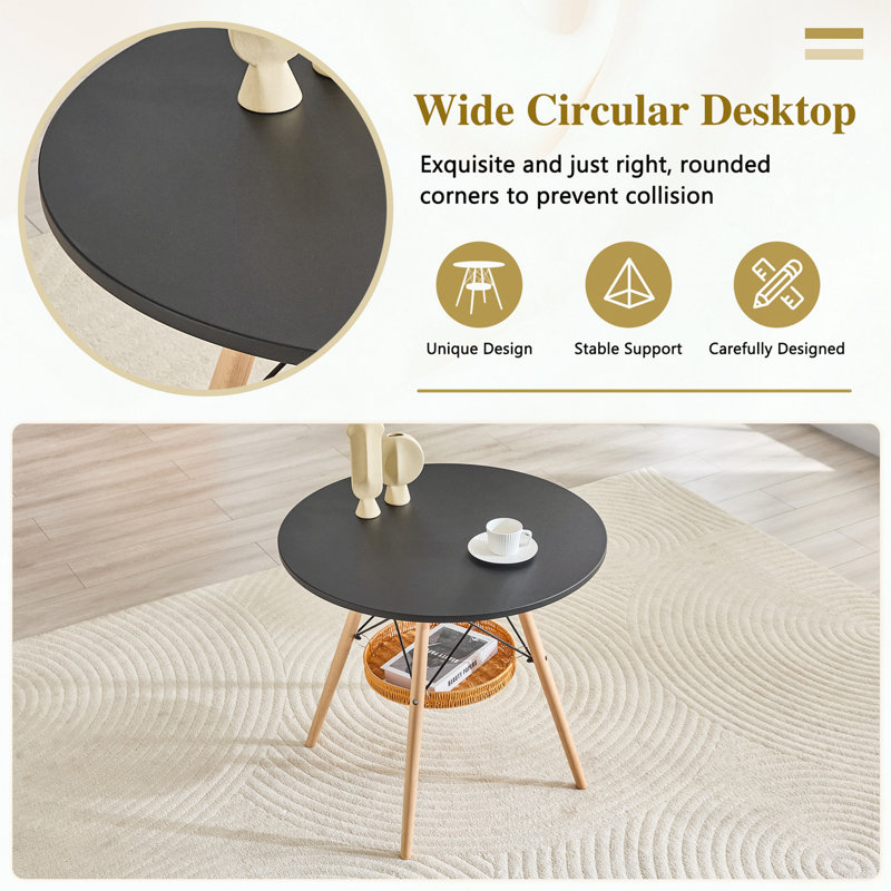 Table basse ronde pour le salon, Noir / Naturel