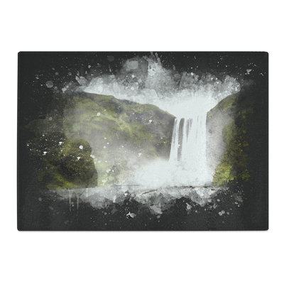 Tempered Glass Waterfall in Selfoss Iceland Paint Splash Chopping Board