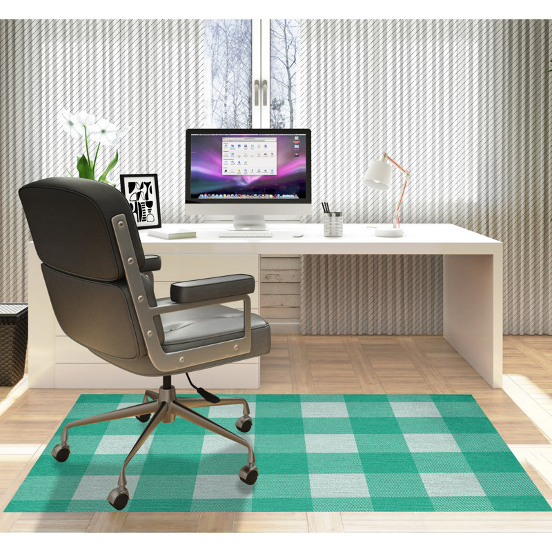 Tapis de chaise rectangulaire Chico, L 36 po x L 60 po, Sarcelle