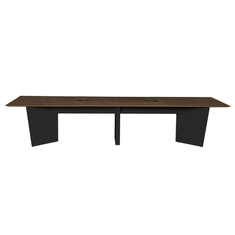 Table de conférence Elleny de 144 po avec œillets Power Neo / noyer / noir, H 29 po x L 48 po x l 144 po, Brun / Noir
