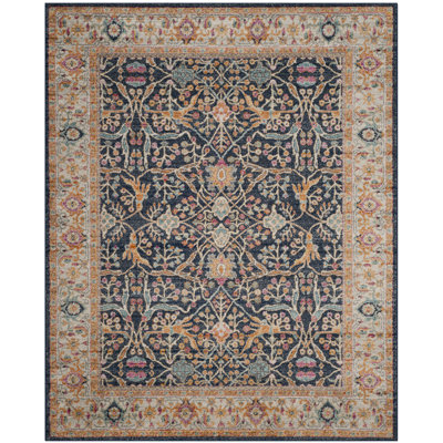 Christa Oriental Cream/Navy/Orange Area Rug